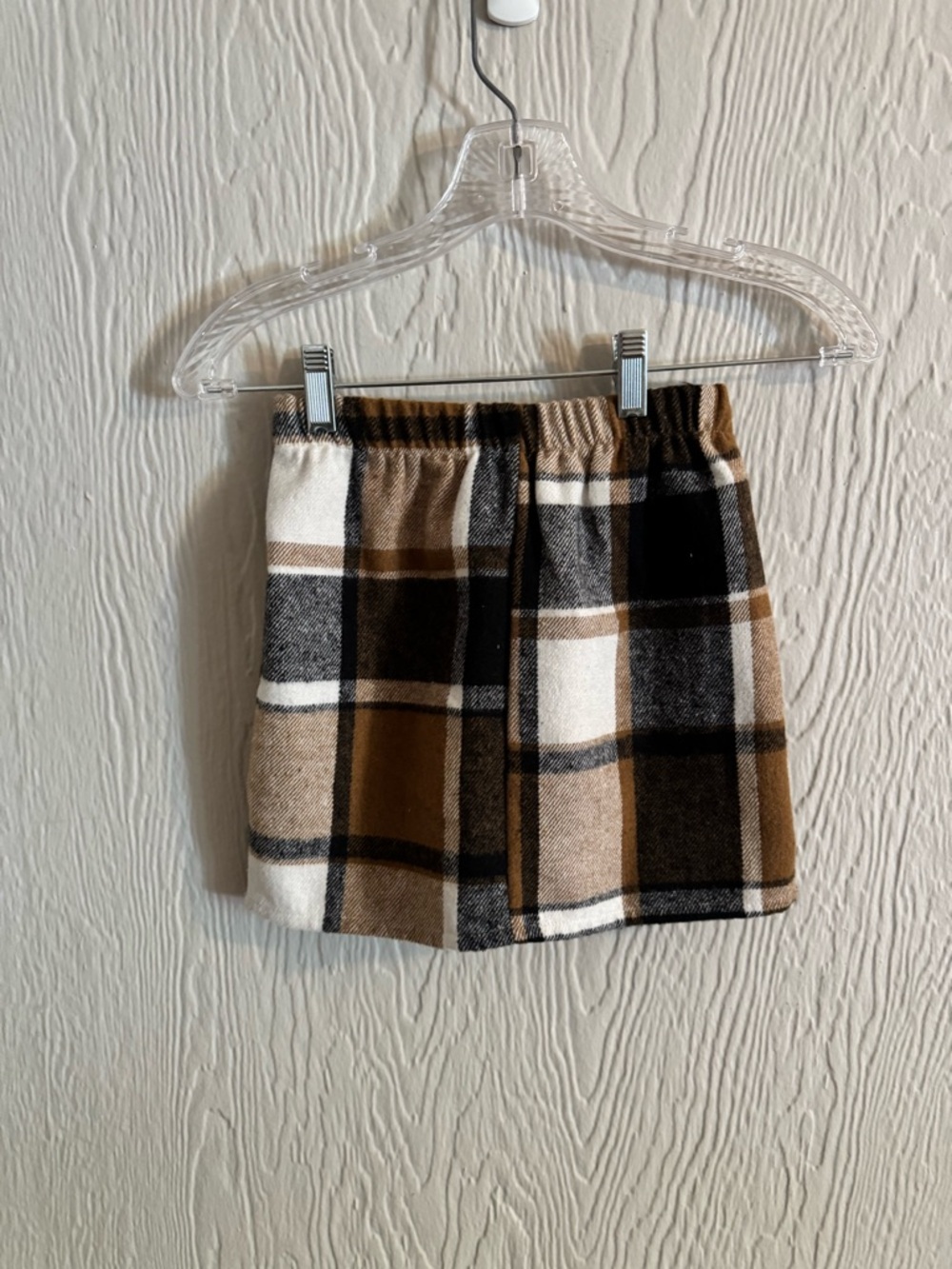 SHEIN Brown Black and Cream Plaid Kids Skirt